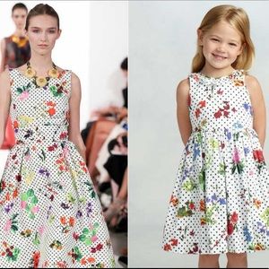 Oscar de la Renta Girls 14Y Spotted Poplin Dress